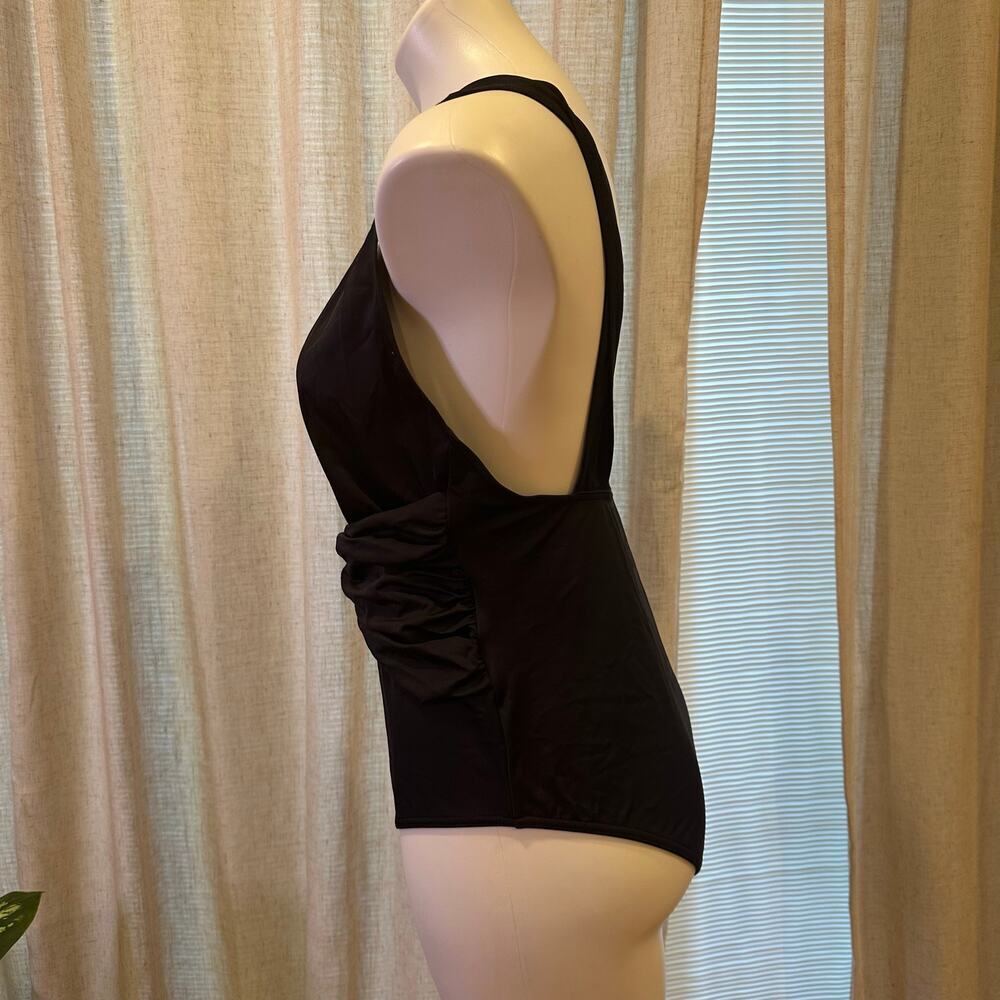 ASOS Black One Piece Swimsuit sz 12 Deep V Swimsuit - Picture 4 of 9